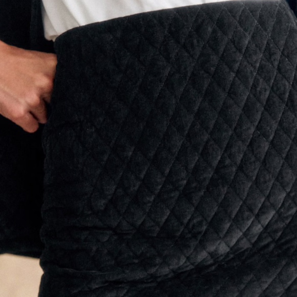 Sezane Malia Skirt Quilted Black Velvet - Size 8 European 40